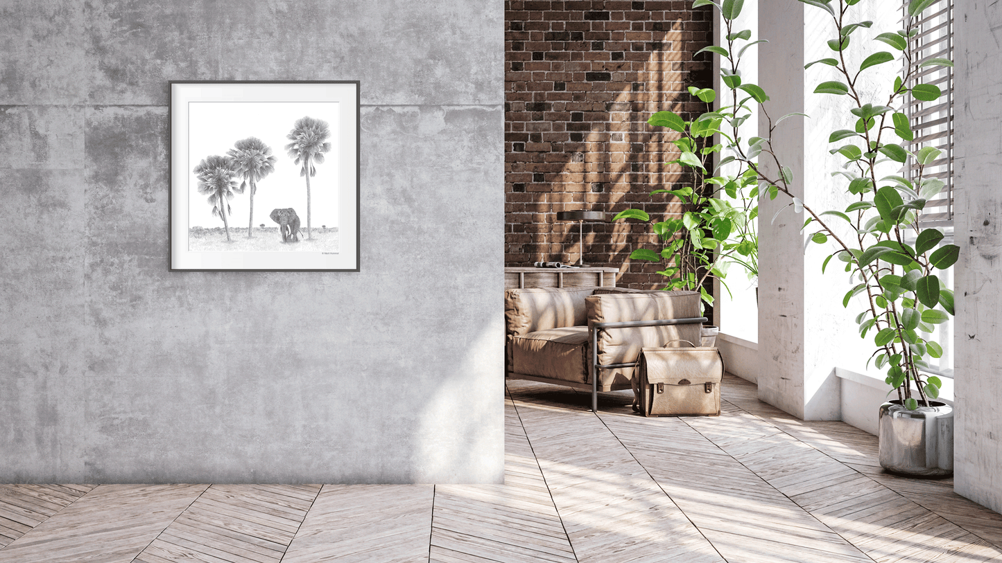 Lala Palm Trees with Elephant Sketch